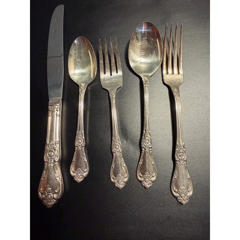 Oneida VTG SilverPlate Flatware VanessaFrancesca 5pc Place Setting Wm. Rodger's